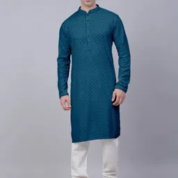 KUNDALI KAKSHAY Men Ethnic Motifs Embroidered Regular Kurta with Pyjamas-picture-13