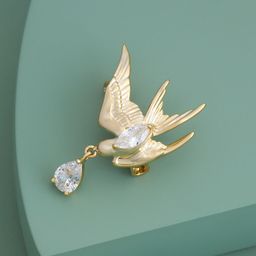 Kushal's Fashion Jewellery Gold-Plated Zircon Studded Saree Brooch Clip-image-49