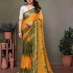 VILLAGIUS Striped Pure Georgette Saree-image-79