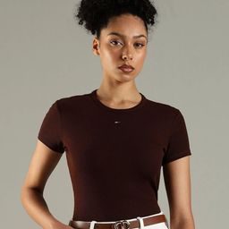 Tommy Hilfiger Women Solid Round Neck Cotton Slim Fit T-shirt-picture-30