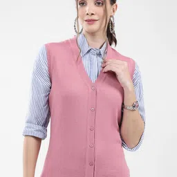 Monte Carlo Women V-Neck Woollen Cardigan-image-31