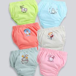 MooNKids Kids Pack Of 6 Printed Pure Cotton Basic Bloomers R1-MK_Bloomer_63-58