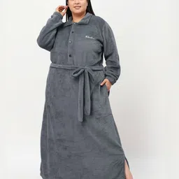 KLOTTHE Woolen Bath Robe With Belt-picture-17