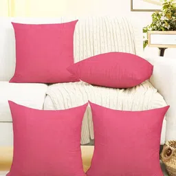 IVAZA Peach-Coloured Set of 4 Velvet Square Cushion Covers-1