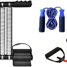 DOUBLE SPRING TUMMY TRIMMER WITH SKIPPING ROPE AND SINGLE TONING TUBE Fitness Accessory Kit Kit-image-69