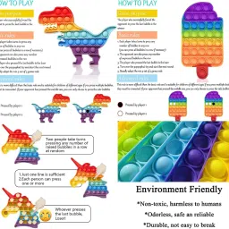 aseenaa Pop It Fidget Toys | Unicorn, Dinasour, Cup Ice Cream And Ice Cream Rainbow Combo | Pack Of 4 | Pop Its Toy Set | Popits Stress Relief Rainbow | Poppit Silicone Gadgets | Push Pop Bubble Fidget Gift For Kids | Colour - Multi image 4