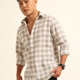Bushirt Men Checked Classic Pure Cotton Casual Shirt-image-97