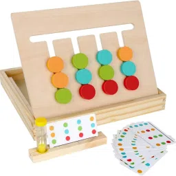 Montessori Slide Color Matching Brain Teasers Game with 18 Cards-image-62