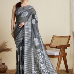 DWIJA FASHION Floral Silk Blend Banarasi Saree-image-80