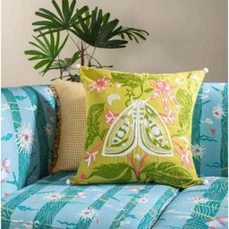 FREEDOM TREE Lime Green & White Floral Square Cushion Covers-27