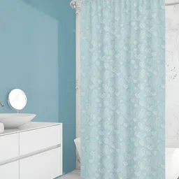 ArtzFolio Blue & White Geometric Printed Water Proof Shower Curtain-4