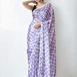 Mitera Checked Silk Blend Saree-picture-41