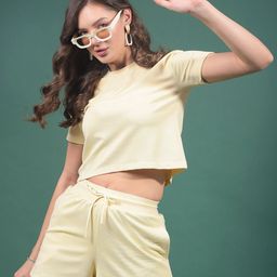 Crimsoune Club Women Self Design Round Neck Boxy T-shirt-image-31