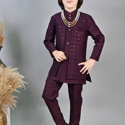 ahhaaaa Boys Sequin Embellished Sherwani Set-14