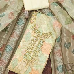 SAINOOR Embroidered Organza Semi-Stitched Dress Material-image-69