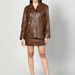 Fashion Gaiia Leather Casual Blazer-picture-11