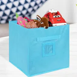 prettykrafts Blue Collapsible Storage Organiser With Handles-image-2