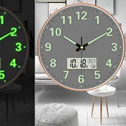 M T BROTHERS Grey & Green Night Light Contemporary Wall Clock-27