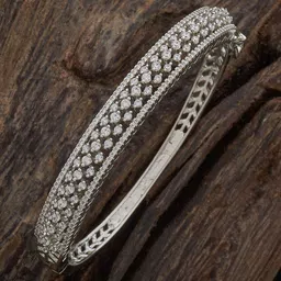 Kushal's Fashion Jewellery White Rhodium-Plated Kundan Kada-21