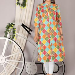Mehsoos Geometric Printed Mandarin Collar Cotton Straight Kurta-image-96