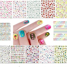 Perfect Look Outstanding Quality of 3D nail Art Sticker (12 Sheets ,Multicolor)-image-42