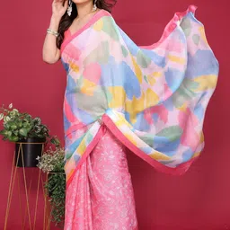 DIVASTRI Women Prink Pure Chiffon Printed Saree-picture-32