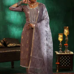Libas Women Printed Regular Sequinned Kurta with Trousers & With Dupatta image 4