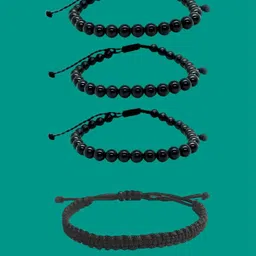 Dynamic Retail Global Women Set of 4 Artificial Beads Studded Wraparound Bracelet-14