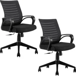 Home & Office Mesh Chair with Fixed Handles - Comfortable Desk Chair Fabric Fabric Office Adjustable Arm Chair-image-77