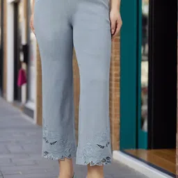 Presence Women Relaxed Cutwork Cotton Cigarette Trouser-image-80