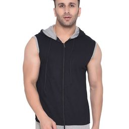 Blisstone Solid Hood Neck Regular Sleeves Cotton Slim Fit T-Shirt-picture-0