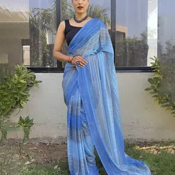 KALINI Women Striped Pure Chiffon Ready to Wear Saree-image-85
