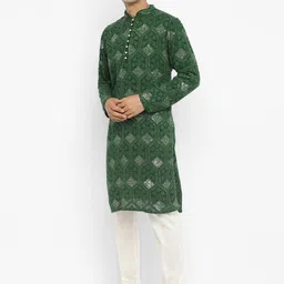 Devyom Men Embroidered Regular Thread Work Kurta with Pyjamas-16