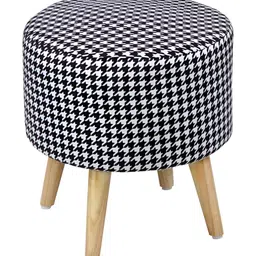 Shadowkart Set Of 2 Black & White Sitting Mudda Puffy Stool Ottomans image 5
