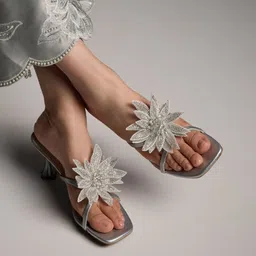 CAI Women Embellished PU Party Slim Heel Sandals-15