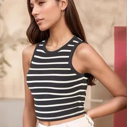 Moda Rapido Striped Cotton Crop Top-picture-17
