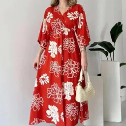 PIMU Floral Print Flared Sleeve Fit & Flare Dress-image-21