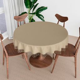 Aura Gold-Toned Geometric Printed Anti-Skid Plastic Round 4-Seater Table Cover-image-4