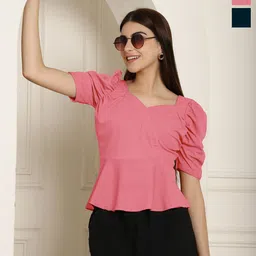 Tromko Women Pack of 2 Sweetheart Neck Puff Sleeve Top-picture-8
