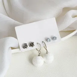 JOKER & WITCH Sora Set Of 3 Contemporary Studs And Hoop Earrings-4