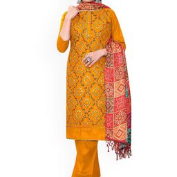 HERE&NOW Embellished Mirror Work Cotton Unstitched Dress Material-image-52