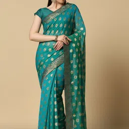 ASISA Woven Design Zari Saree With Blouse Piece-20