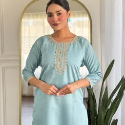 KALINI Women Embroidered Straight Kurta Set-picture-16