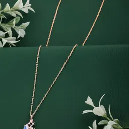 Wynona 925 Sterling Silver Rose Gold-Plated Stones Studded Pendant With Chain-4