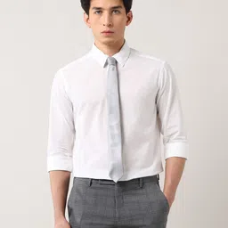 Arrow Manhattan Slim Fit Geometric Self Design Pure Cotton Formal Shirt-image-29