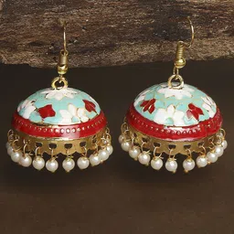 Anouk Artificial Beaded Dome Shaped Meenakari Jhumkas-16