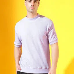 CODE OF HONOUR Waffle High Neck Cotton T-Shirt For Men-image-7