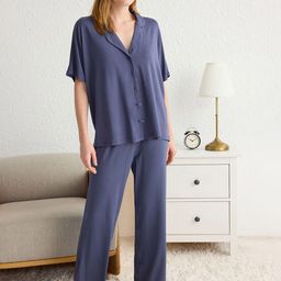 Trendyol Women Lapel Collar Night suit-picture-35