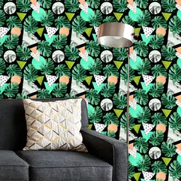 ArtzFolio Printed UV-Resistant Anti-Bacterial Monstera Leaves & Triangles Peel & Stick Wallpaper-image-96
