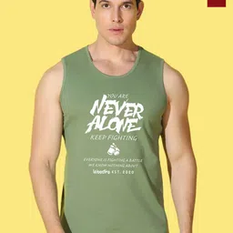 WOOSTRO Pack Of 2 Printed Combed Cotton Gym Vests VWS26(98 MAROON)(ALONE LGTGREEN)-image-95